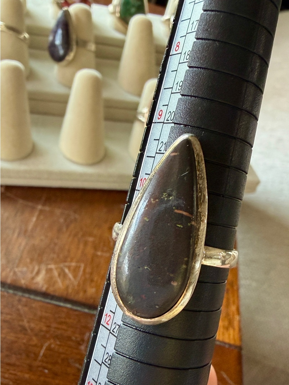 Sterling Silver 625 Teardrop Brown Stone Statement Ring size 11